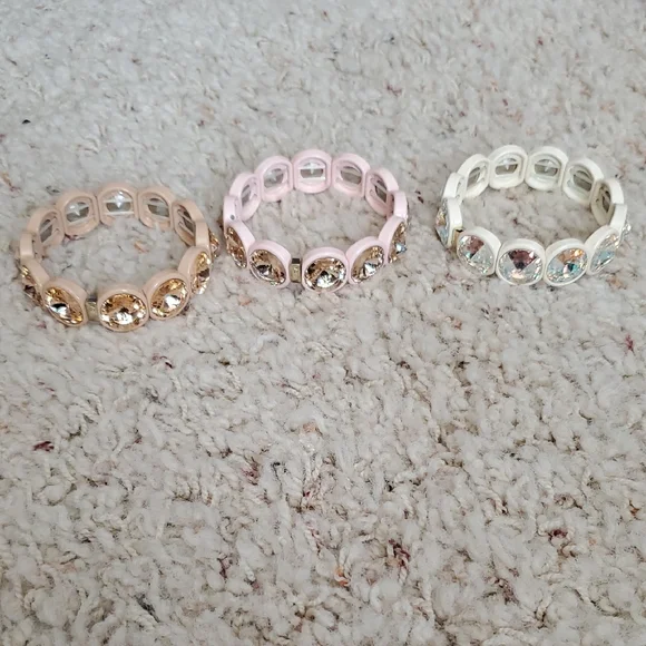 Roxanne Assoulin Gold and Cream Crystal Bracelet Stack - Picture 2 of 7